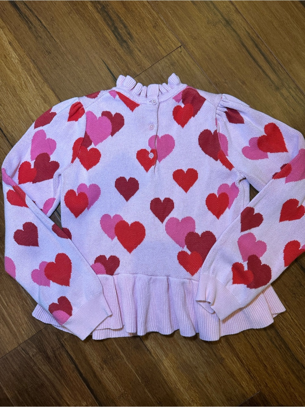 Janie and Jack Pink Sweater with Red & Dark Pink Heart Pattern NWOT - Picture 3 of 3